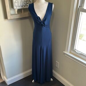 Shape FX Tie Front Sleeveless Lycra Maxi Dress Cobalt Blue NWT
